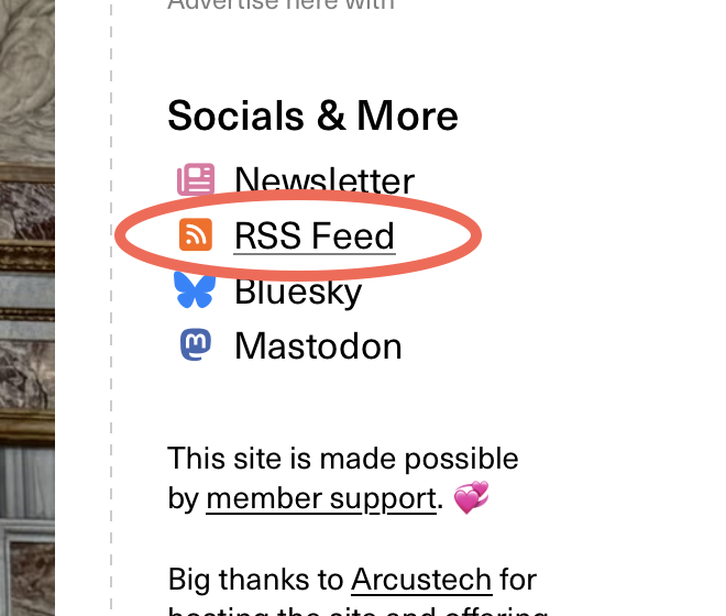 Screenshot of the RSS symbol
